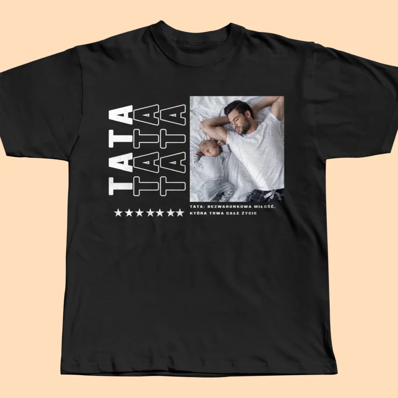 personalizowana koszulka „tata” ze zdjęciem – idealny prezent dla taty