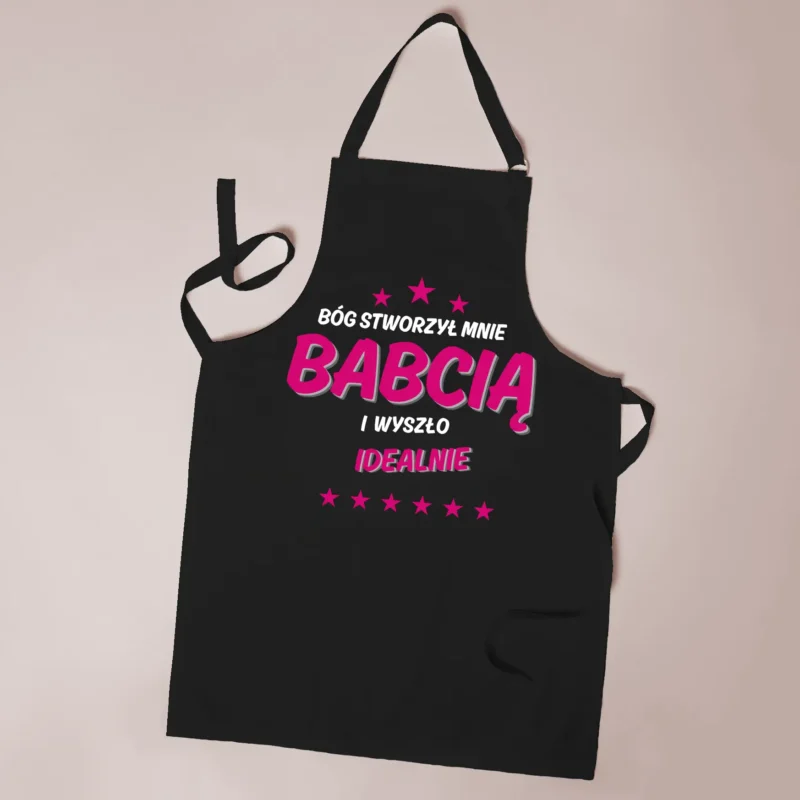 fartuch kuchenny „bóg stworzył mnie babcią” – idealny prezent dla babci