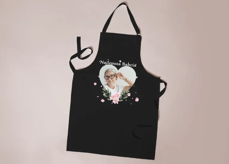 personalizowany fartuch „najlepsza babcia” prezent ze zdjęciem