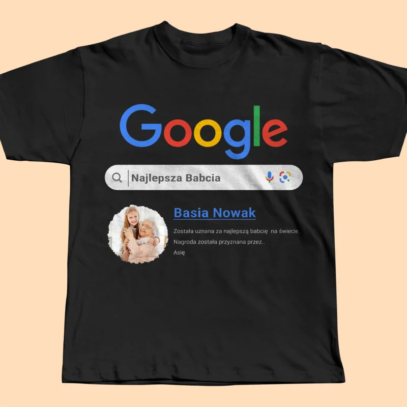 spersonalizowana koszulka „najlepsza babcia” z własnym zdjęciem – styl wyszukiwarki