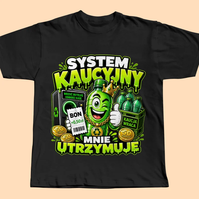 Koszulka System Kaucyjny Mnie Utrzymuje – Śmieszny T-Shirt