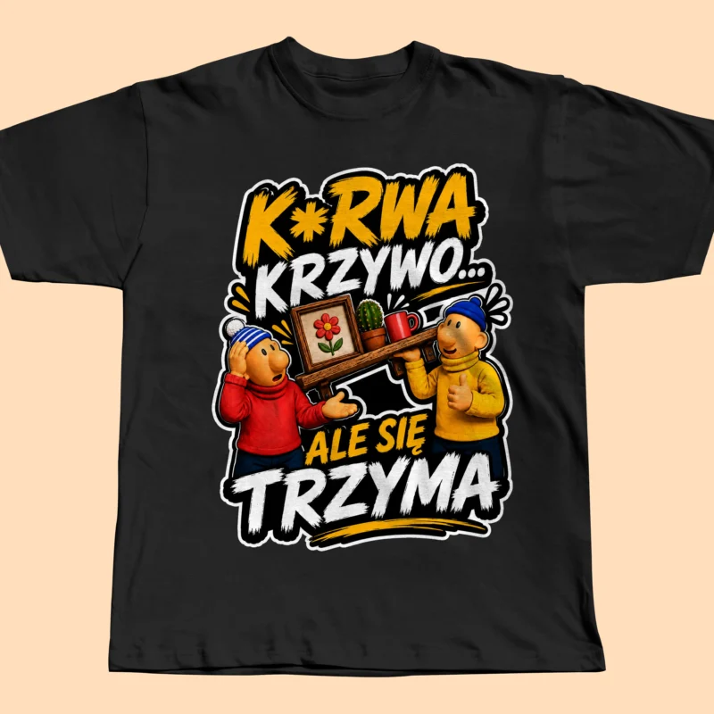 Śmieszna Koszulka Sąsiedzi  Krzywo Ale Się Trzyma