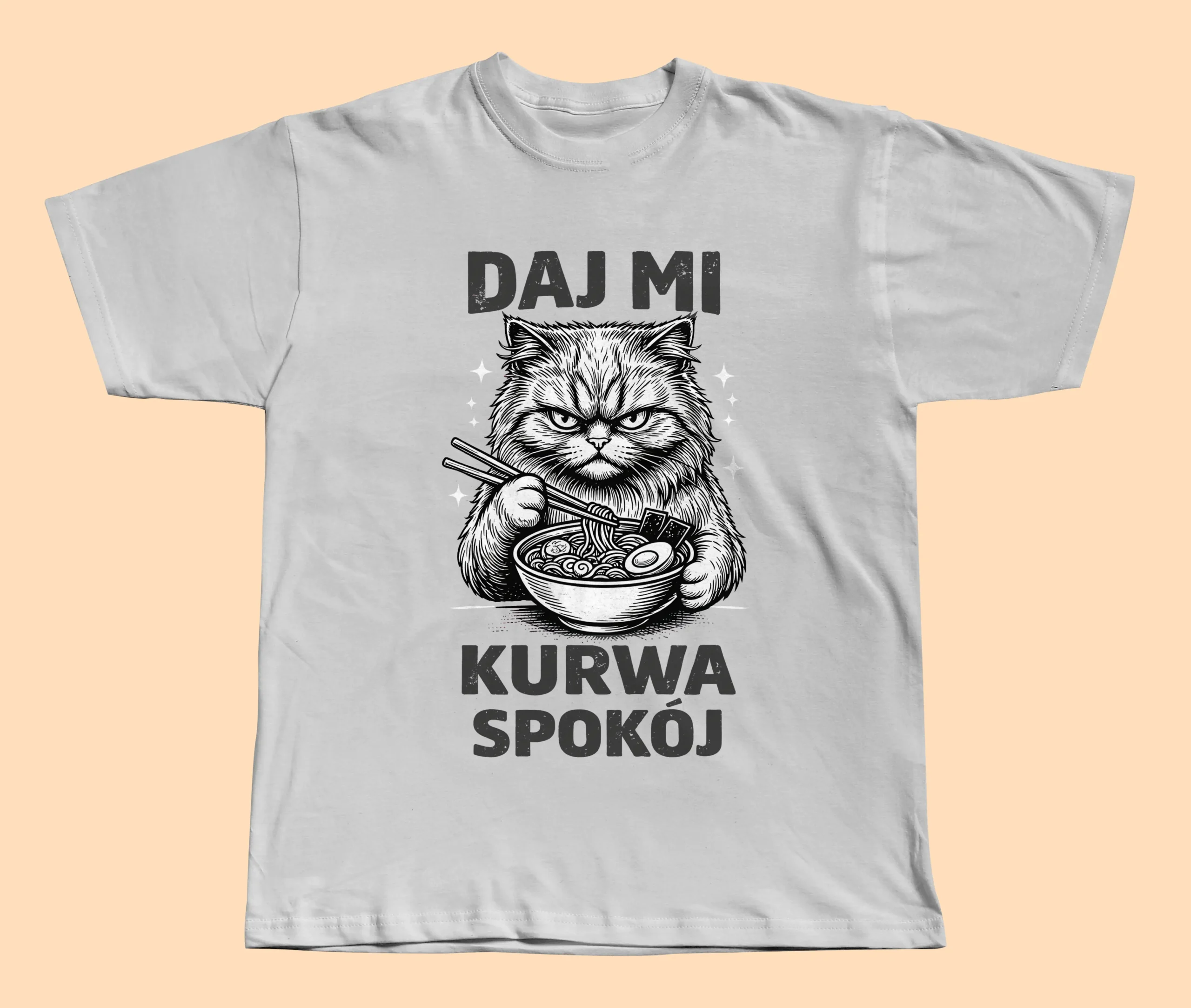 Koszulka Daj Mi Kurwa Spokój - T-Shirt Śmieszny Mem z Kotem - obrazek 2