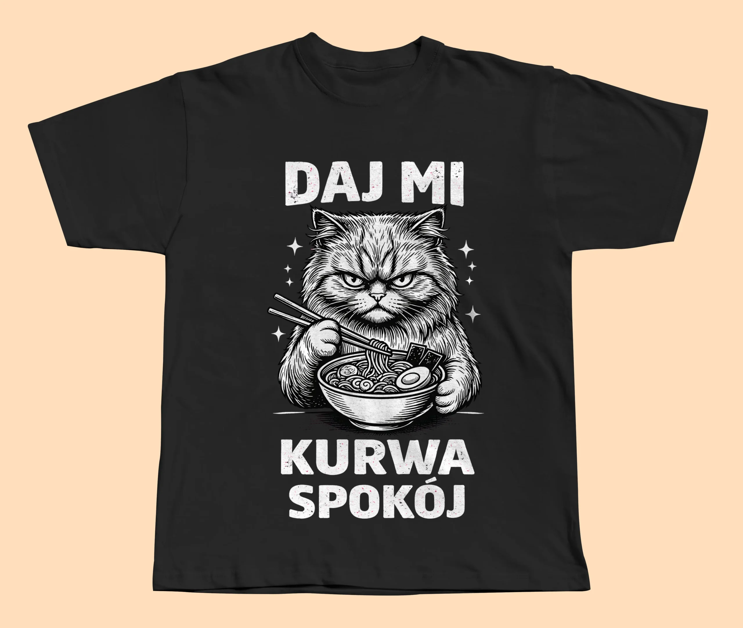 Koszulka Daj Mi Kurwa Spokój - T-Shirt Śmieszny Mem z Kotem