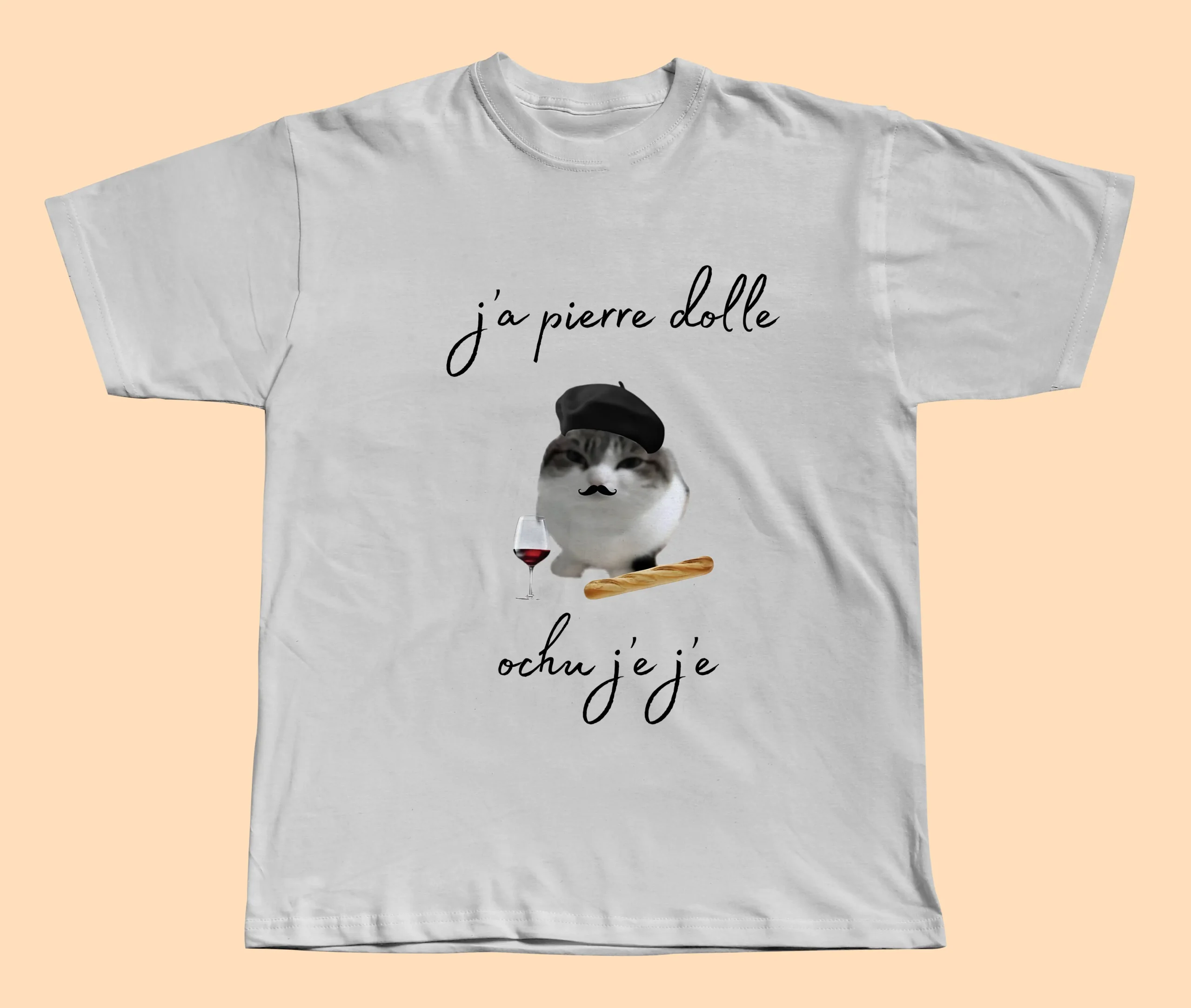 Koszulka Ja Pierre Dolle Ochu Jeje - T-Shirt Śmieszny Mem z Kotem - obrazek 2