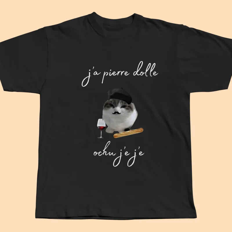 Koszulka Ja Pierre Dolle Ochu Jeje - T-Shirt Śmieszny Mem z Kotem