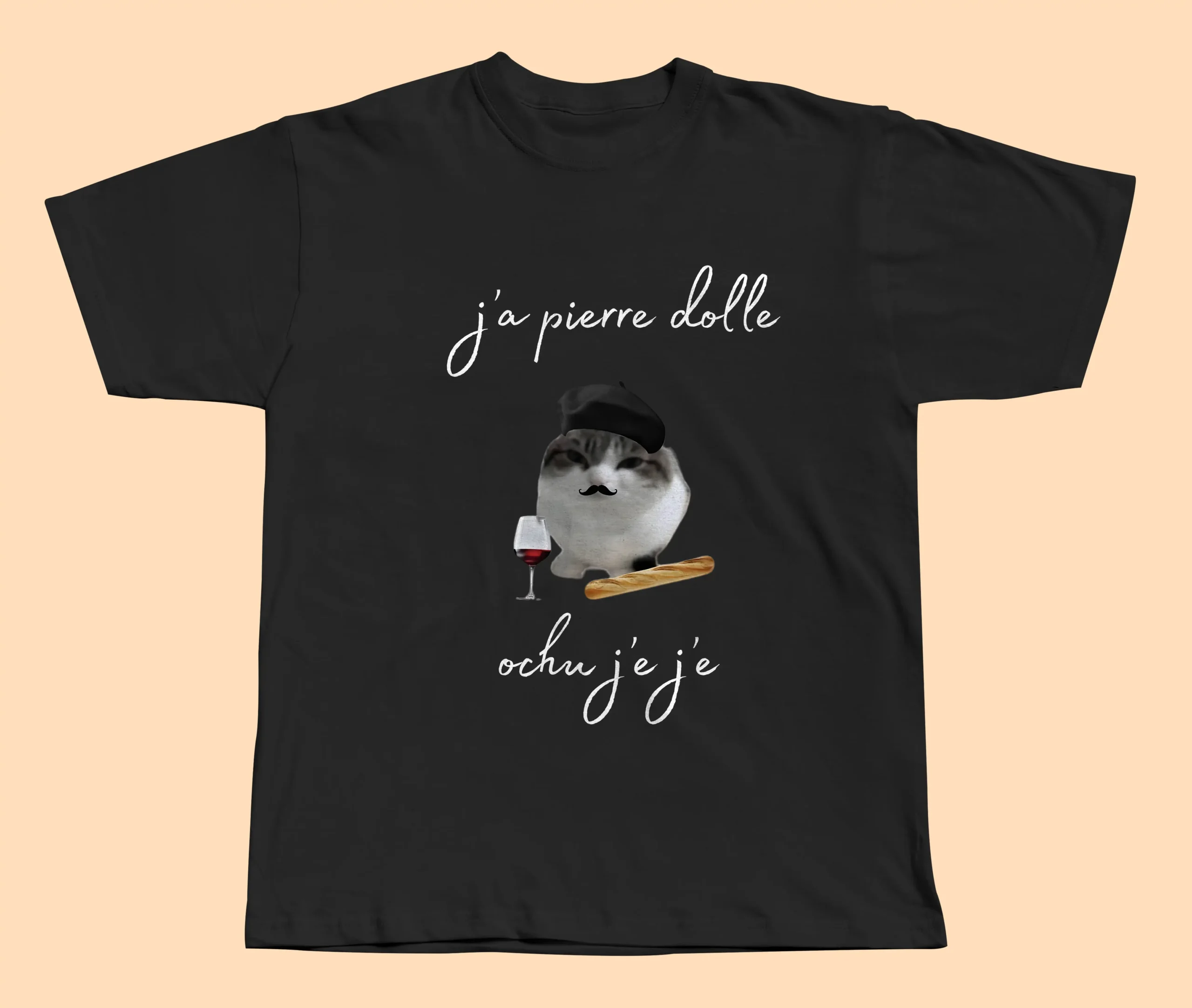 Koszulka Ja Pierre Dolle Ochu Jeje - T-Shirt Śmieszny Mem z Kotem